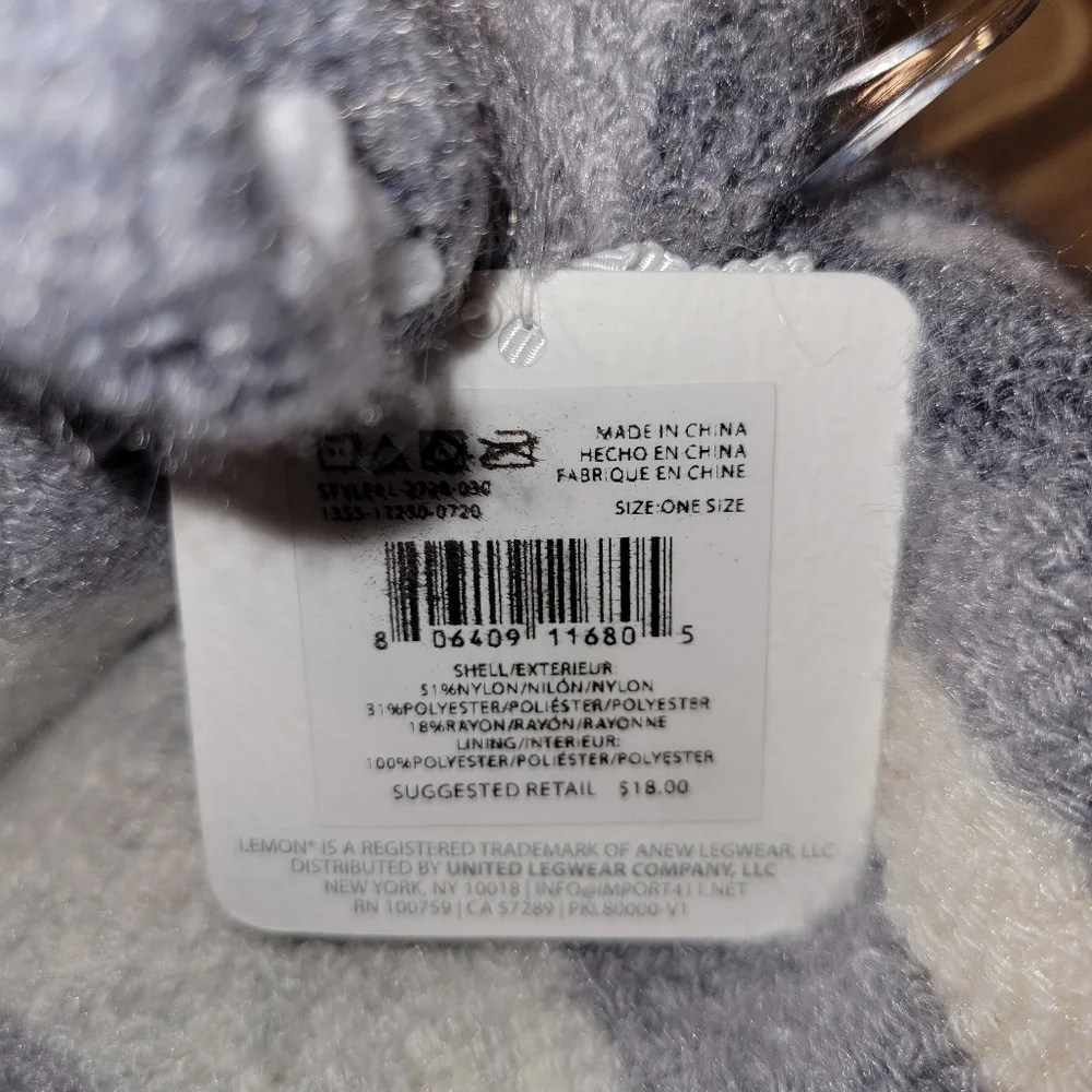 Lemon Collections Fuzzy Womens Socks New Gray Cozy OS